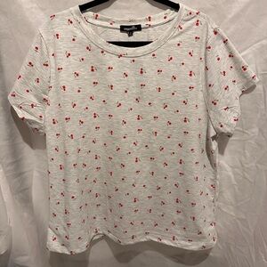 Sugar Kiss- Heathered Grey Cherry Print Short Sleeve Tee